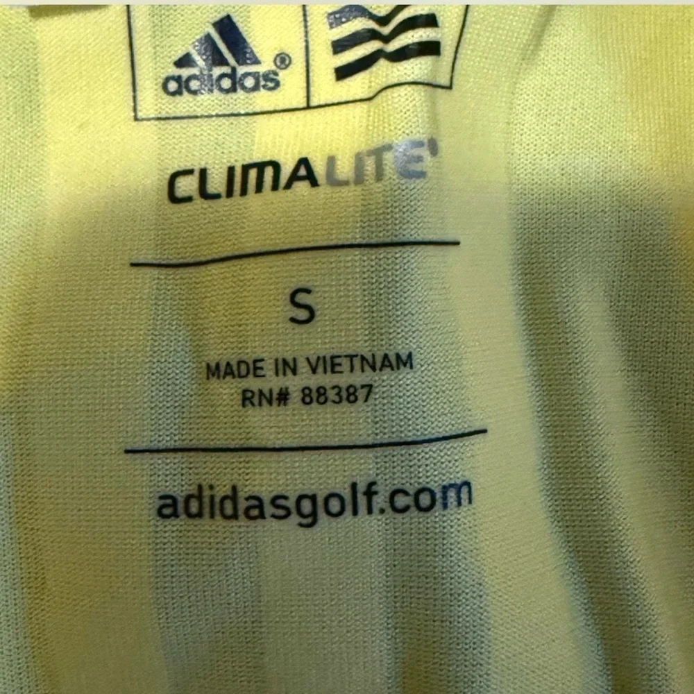 Adidas Climalite Yellow Striped Golf Polo Shirt Small Performance